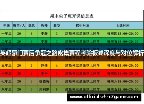 英超豪门赛后争冠之路密集赛程考验板凳深度与对位解析